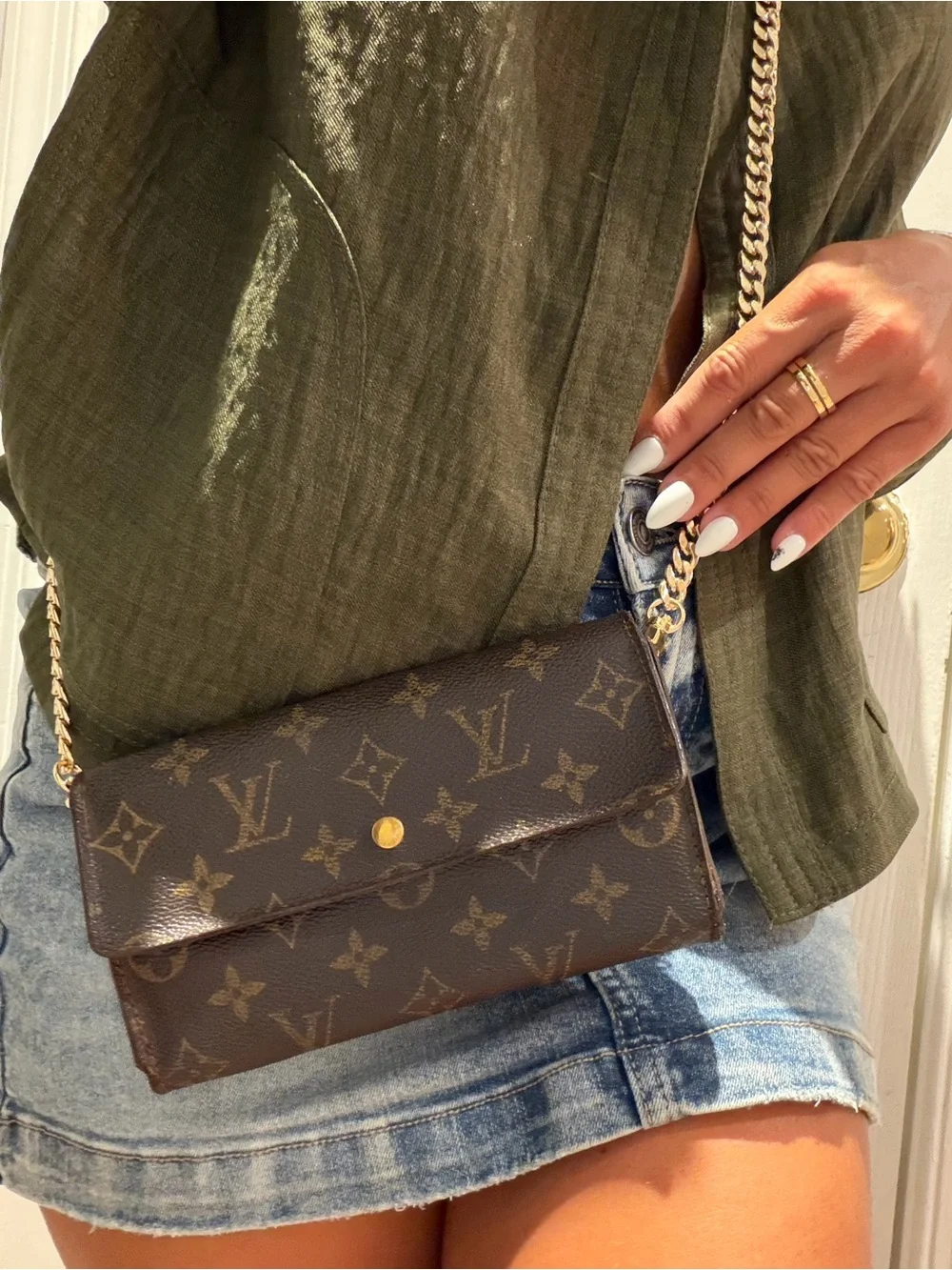 Louis Vuitton Monogram Chain Crossbody - Brown with Gold Hardware